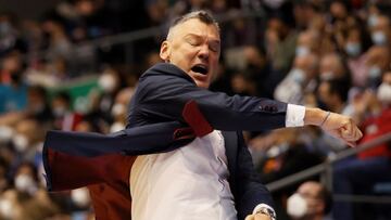 Sarunas Jasikevicius, entrenador del Barcelona, durante un partido de la Liga Endesa.