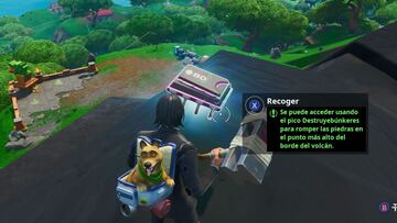 Fortnite Battle Royale: cómo conseguir el Fortbyte #80 usando el pico Destruyebúnkeres para romper las piedras en el punto más alto del borde del volcán