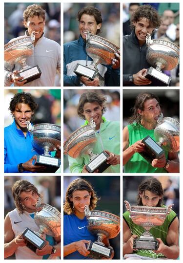 Así fueron los 10 mordiscos de Rafa Nadal en Roland Garros