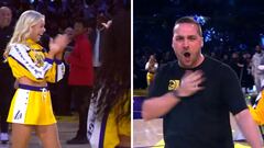 Un fan de los Lakers sale a la pista en el descanso y se juega 100 mil dólares: no lo olvidará jamás