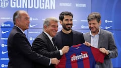 Rafael Yuste, Joan Laporta, Ilkay Gündogan y Mateu Alemany.