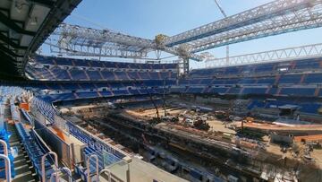 The new Bernabéu's retractable pitch as seen from the VIP zone