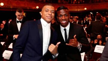 Mbappé y Vinicius, en la gala del Balón de Oro de 2021.