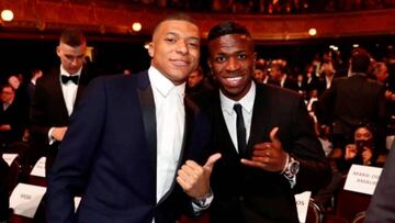 Kylian Mbappé y Vinicius, en la entrega del Balón de Oro de 2019.