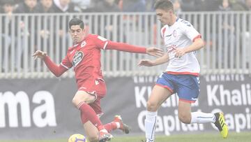 Guerrero y Carlos Fernández, jugador del Deportivo y del Rayo Majadahonda.