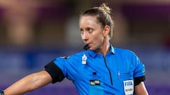 ORLANDO, FL - FEBRUARY 21: Referee Tori Penso makes a call during a game between Canada and Argentina at Exploria Stadium on February 21, 2021 in Orlando, Florida. (Photo by Brad Smith/ISI Photos/Getty Images)