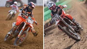 Daniela Guill&eacute;n y Gabriela Seisdedos durante la cita del Nacional de motocross en Montearag&oacute;n.