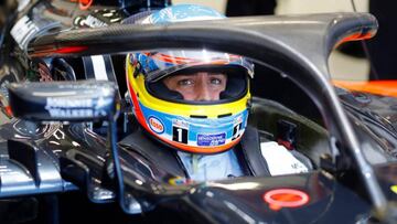 Fernando Alonso con el Halo en McLaren.