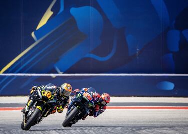 El piloto italiano, Luca Marini y el francés, Fabio Quartararo en la carrera que se disputa en Austin, Texas.