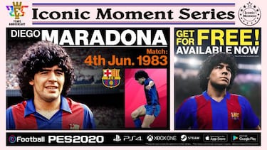 Maradona en PES 2020: consigue gratis su Leyenda en el FC Barcelona de 1983