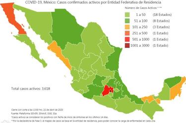 Mapa y casos de coronavirus en México por estados hoy 23 de abril