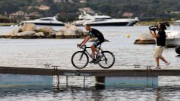 Christopher Froome, durante la presentaci&oacute;n del Tour en Porto Vecchio.