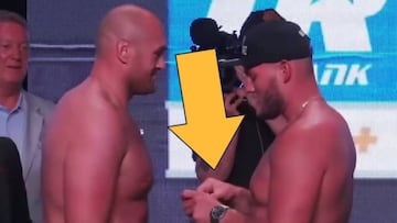 Va a ser el ritual fetiche de todo boxeador: el gesto en la cara de Tyson Fury durante el pesaje