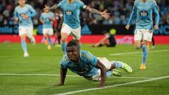 Joseph Aidoo celebra el gol anotado ante el Elche.