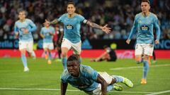 Joseph Aidoo celebra el gol anotado ante el Elche.