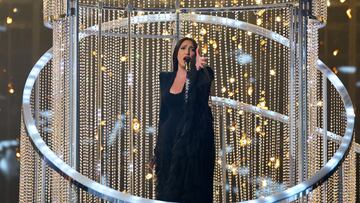 Yuval Raphael, representing Israel, takes part in dress rehearsal 2 for the Grand Final of the 2025 Eurovision Song Contest, in Basel, Switzerland, May 16, 2025. REUTERS/Denis Balibouse