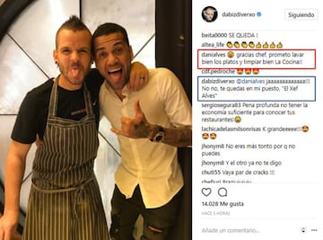 Los comentarios de Dani Alvés y Dabiz Muñoz a su 'se queda'.