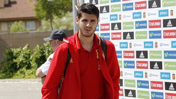 Morata, llegando a la concentración.