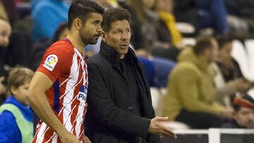 Simeone y Diego Costa, en Lleida.