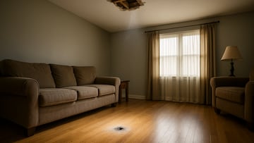 Meteorite hitting home floor - artist's impression