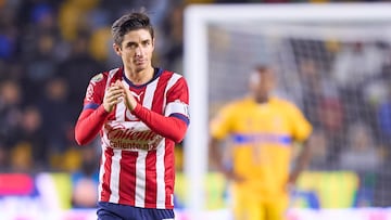 Isaac Brizuela celebrates his goal 1-1 of Guadalajara during the game Tigres UANL vs Guadalajara, corresponding to Group B of the Sky Cup 2022, at Universitario Stadium, on December 22, 2022.

<br><br>

Isaac Brizuela celebra su gol 1-1 de Guadalajara durante el partido Tigres UANL vs Guadalajara, correspondiente al Grupo B de la Copa Sky 2022, en el Estadio Universitario, el 22 de Diciembre de 2022.