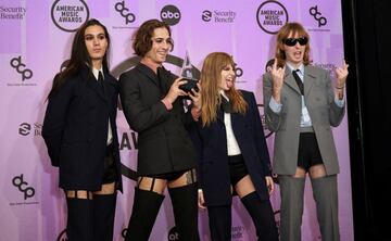 Ethan Torchio, Damiano David, Victoria De Angelis y Thomas Raggi del grupo italiano Maneskin.