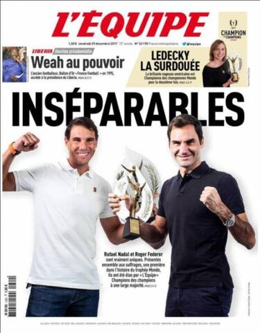 Rafa Nadal y Roger Federer, premio conjunto de L'?quipe