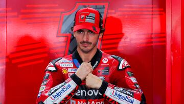 Sepang (Malaysia), 01/11/2024.- Italian MotoGP rider Francesco Bagnaia of Ducati Lenovo Team reacts inside his team garage during the first free practice of the Malaysia Motorcycling Grand Prix 2024 in Petronas Sepang International Circuit, in Sepang, Malaysia, 01 November 2024. (Motociclismo, Ciclismo, Francia, Malasia) EFE/EPA/FAZRY ISMAIL