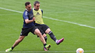 Kike Garc&iacute;a durante un entrenamiento en Tajonar. 