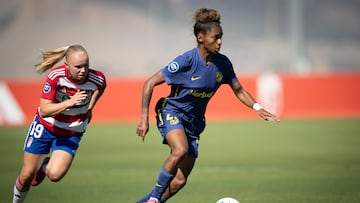 28/09/25
PARTIDO PRIMERA DIVISION
FUTBOL FEMENINO LIGA F GRANADA FEMENINO - ATLETICO DE MADRID FEMENINO Luany (Atletico de Madrid) y Solvoll (Granada CF)