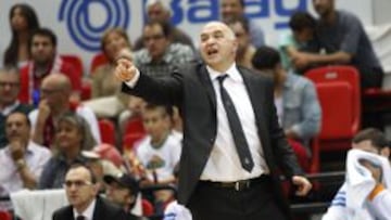 Pablo Laso, durante el partido de este domingo en Zaragoza.