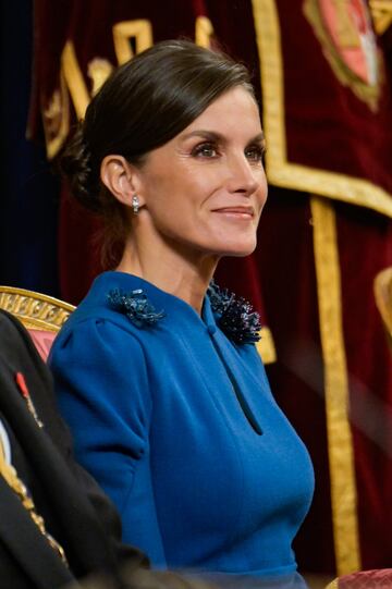 Reina Letizia Ortiz durante el acto de jura de la Constitución de la Princesa Leonor ante las Cortes Generales, en el Congreso de los Diputados.