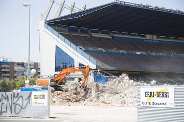 Aspecto de la demolición del Estadio Vicente Calderón a 24 de julio de 2019.

