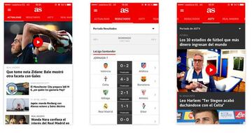 Pantallas de la app de AS que ya se puede descargar para Android e iOS