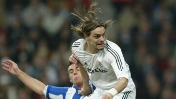 Jonathan Woodgate, en un partido de Liga como jugador del Real Madrid.