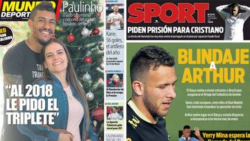 Portadas de Mundo Deportivo y Sport del 27/12/2017.