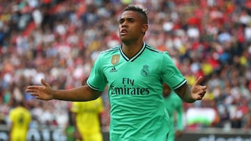 Mariano celebra el gol que marc&oacute; al Fenerbah&ccedil;e en la Audi Cup en pretemporada.