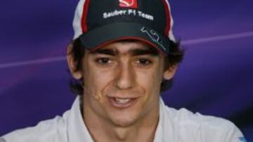 El piloto de f&oacute;rmula uno de Sauber, Esteban Gutierrez, en rueda de prensa.