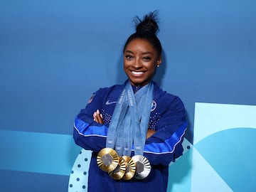 Biles, con sus cuatro medallas de París 2024.