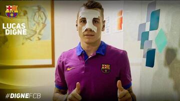 Digne con un aparatoso vendaje.