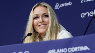 Milano Cortina 2026 Winter Olympics - Alpine Skiing - United States Women's Speed Team Press Conference - Cortina Curling Olympic Stadium, Cortina d'Ampezzo, Italy - February 3, 2026 Lindsey Vonn of the U.S. during the press conference REUTERS/Leonhard Foeger