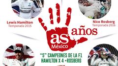 "5" Campeones de la F1 Hamilton X4 +Rosberg