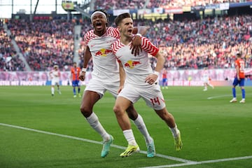 Baumgartner celebra el 2-0 del Leipzig.