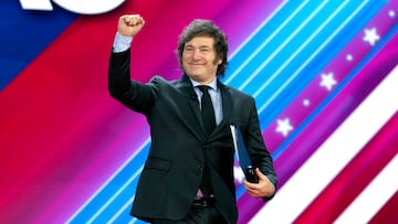 Argentina's President Javier Milei speaks during the Conservative Political Action Conference, CPAC 2024, at the National Harbor, in Oxon Hill, Md., Saturday, Feb. 24, 2024. (AP Photo/Jose Luis Magana)