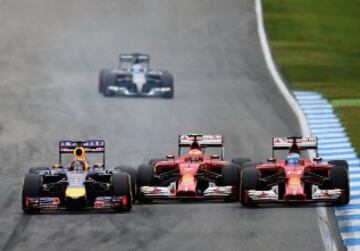 Sebastian Vettel, Kimi Raikkonen y Fernando Alonso.