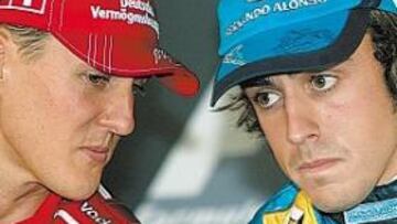 <b>GRANDES RIVALES. </b>El alemán Michael Schumacher y el español Fernando Alonso, presente y futuro de la Fórmula 1.