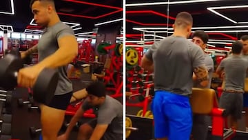 Le baja los pantalones a un culturista mientras hace pesas: lo que ocurre después suma 3M de reproducciones