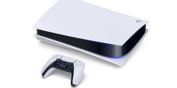 PlayStation 5 en su modelo con lector de discos junto a un mando DualSense.