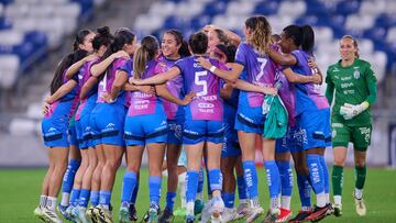 Players of Monterrey during the Semifinal second leg match between Monterrey and Pachuca as part of the Liga BBVA MX Femenil, Torneo Apertura 2024 at BBVA Bancomer Stadium on November 18, 2024 in Monterrey, Nuevo Leon, Mexico.