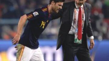 Xabi, tras la lesión y ayer.